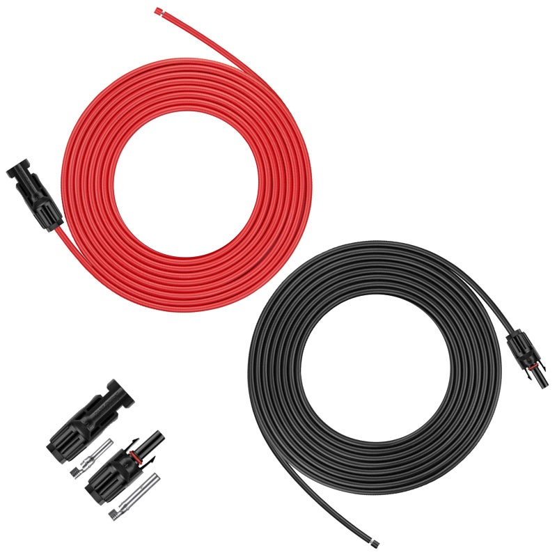 iGreely 20 Feet 10AWG Solar Extension Cable with Female and Male Connector Solar Panel Wire Adapter (20FT Red + 20FT Black) - Image 1